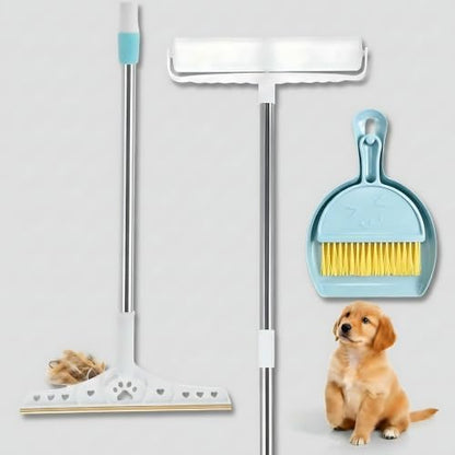 3 Pcs Pet Hair Removal Tool Adjustable Carpet rake & Lint Roller & Dustpan by Hushee