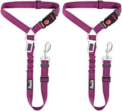 SlowTon Dog Seat Belt for Car, 2 Pack Dog Car Harness Seatbelt with Bungee by SlowTon