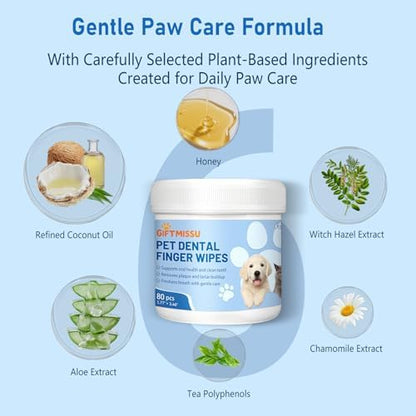 80 Counts Pet Dental Finger Wipes for Dogs and Cats - Disposable Dog Teeth Cleaning Wipes for No-Rinse Daily Oral Care, Pet Tooth Cleaning Wipes - Image 3