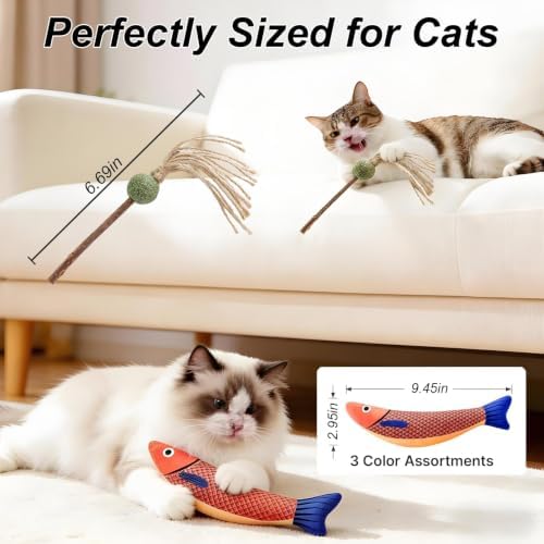 Autumn Knife Fish Cat Toy, 4 Pack Catnip Toys - Image 2