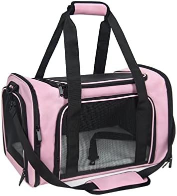Soft Sided Carrier for Small Medium Cats Dogs,TSA Airline Approved Collapsible Travel Pet Carrier Medium Pink by NextFri