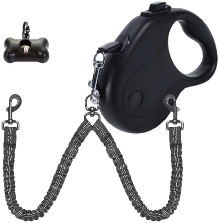 30 FT Dual Retractable Dog Leash(Up to 110 LBs Each)+Poop Bags&Holder by FEGCZP