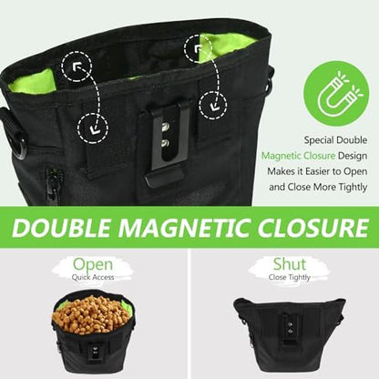 kissleaf Dog Treat Pouch, Magnetic Closure, Dog Clicker- Black - Image 4