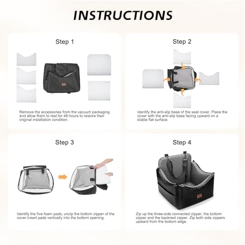 JOEJOY PU Dog Car Seats for Small Medium Dogs, Wipe Clean Waterproof Dog Booster Seat with 2.5 inch Cushion, Thickened 2 inch Memory Foam Pet Car Seats with Safety Belt and Storage Pockets - Image 7