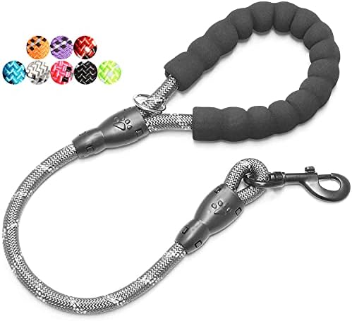 BAAPET 2/4/5/6 FT Dog Leash with Comfortable Padded Handle and Highly Reflective Threads for Small Medium and Large Dogs (2FT-1/2'', Grey) by BAAPET