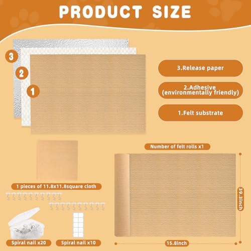 2Pack Cat Scratch Furniture Protector, Self-Adhesive, Khaki - Image 6