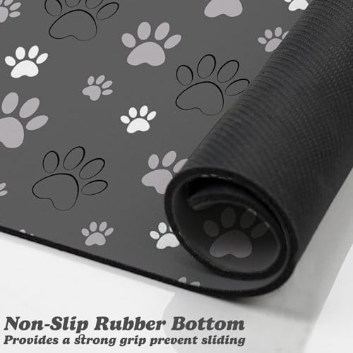 Dog Food Mat, Absorbent Water Bowl Mats Cat Pet Feeding Placemats Dark Gray 20 * 12 inch - Image 3