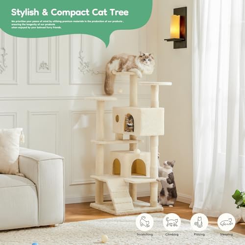DUMOS 54-inch Cat Tree Tower with Scratching Posts, Indoor Use - Image 2