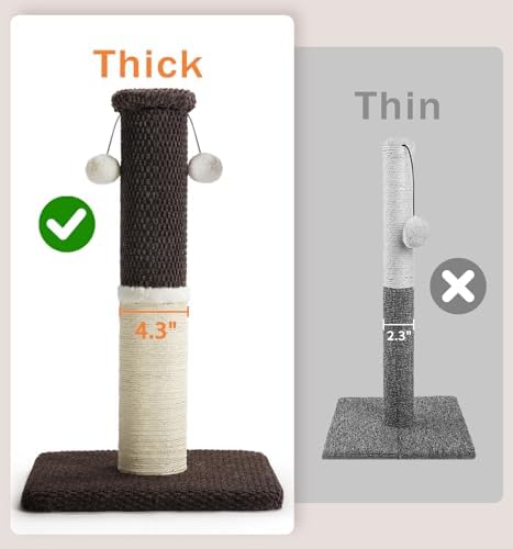 Made4Pets Tall Cat Scratching Post with Sisal & Carpet for Indoor Cats, 33" - Image 2