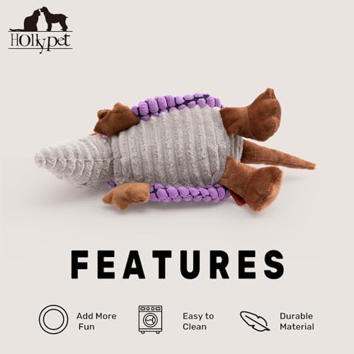 Hollypet Armadillo Squeaky Puppy Dog Toys for Small Medium Dogs, 8" - Image 6
