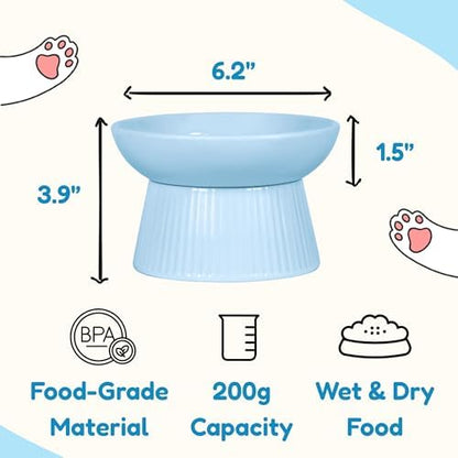 Unbreakable Raised Slow Feeder Bowl for Cats and Small Dogs, Elevated Cat Bowls, Detachable Slow Feede Bowl, Heavy Weighted, Non-Slip Feeder, Whisker Friendly (Blue, Round - 6.2w'' x 1.5h'' inch) - Image 7