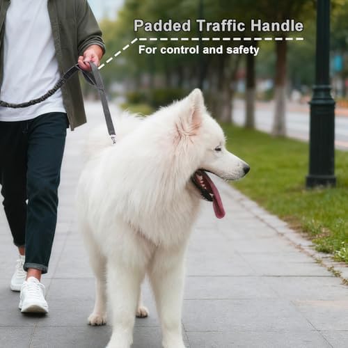 5FT Bungee Dog Leash with 2 Handles, Reflective Nylon Traffic Leash - Image 6