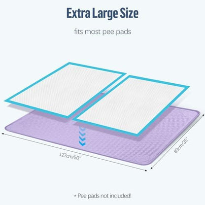 Pee Pad Holder for Dogs 50''x35'' Silicone Puppy Pee Pad Tray, Purple - Image 2