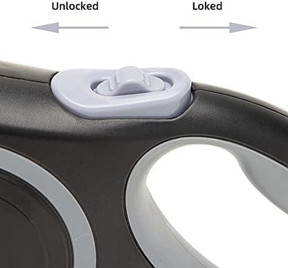 PINA Retractable Dog Leash, 26ft Dog Leash for Small Medium Large Dogs Up to 110lbs, 360° Tangle-Free Strong Reflective Nylon Tape, with Anti-Slip Handle, One-Handed Brake, Lock - Black Gray - Image 5