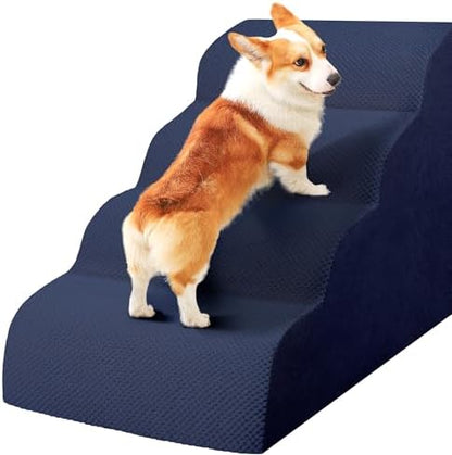 Dog Stairs for Small Dogs, High Density Foam Dog Steps, Extra Wide Non-Slip Pet Ramp for High Beds Or Couch, Soft Doggie Ladder for Dogs Injured, Older Pets, Small Cats by Heeyoo