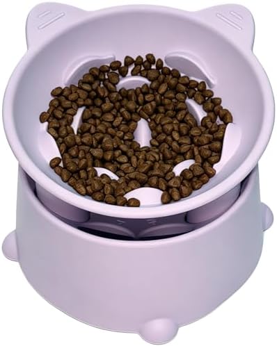 Raised Slow Feeder Cat Bowl, Silicone Elevated Tilted Cat Slow Feeder Bowl - Image 2