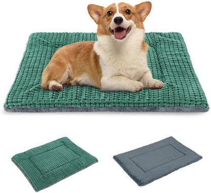 BVAGSS Reversible Dog Crate Pad, Memory Foam Pet Bed Mat, Soft Warm Machine Washable Sleeping Kennel Mattress for Small Medium Dogs XH079 (30''x20''x1.6'',Green) by BVAGSS