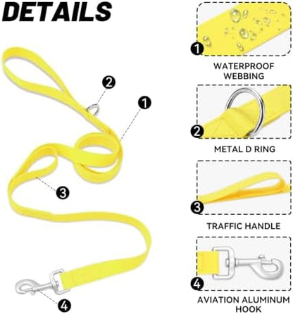 Waterproof Dog Leash with Double Handle, 6 FT Durable Odor-Proof Dog Leashes with Strong Aviation Aluminum Hooks Fits Small Medium or Large Dogs - Image 3