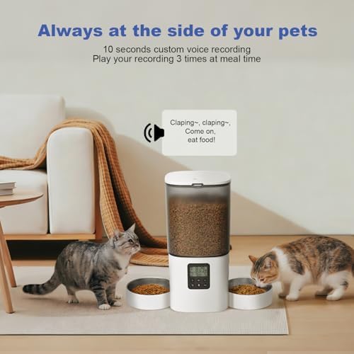 Automatic Cat Feeder, 6L Cat Food Dispenser with 10s Voice Recorder, Pet Feeder up to 8 Meals per Day, Timed Feeder with Dry Food Sealed Ring (White-D-Basic) - Image 6