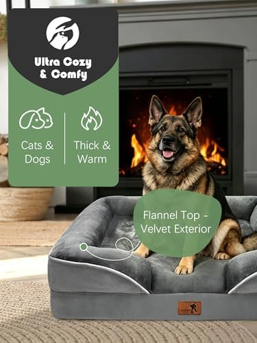 Spotted Play Orthopedic Dog Bed with Sides - Dog Sofa Beds for Extra Large Dogs, Supportive Foam Pet Couch Bed with Washable Removable Cover, Waterproof Lining and Non-Slip Bottom, Grey - XL - Image 2