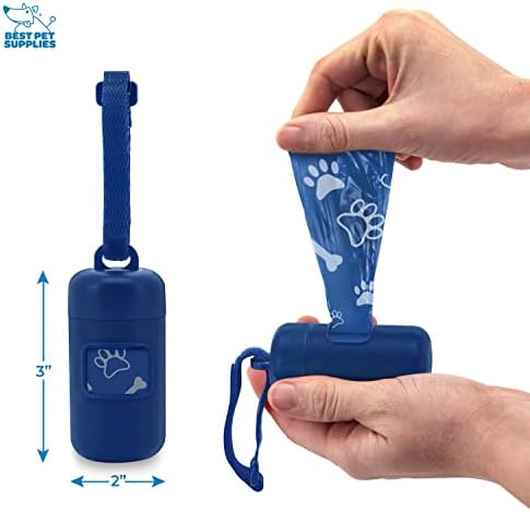 Best Pet Supplies Dog Poop Bag Holder Leash Attachment with Reusable Dispenser for Travel, Walking, Park, and Outdoor Use, Durable with Clip-On - Royal Blue, Pack of 2, Plastic Dispenser w/30 Bags - Image 3