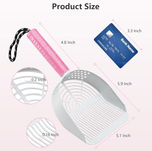 Cat Litter Scoop with Holder, 3 in 1 Metal Kitty Scooper - Image 2