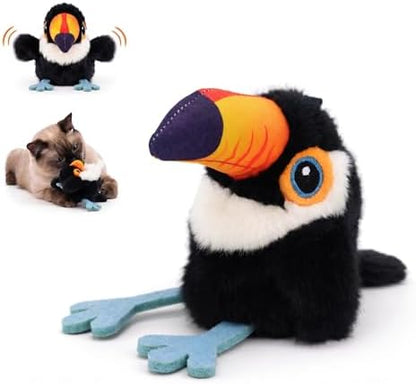 Flapping Bird Cat Toy, Toucan Plush Touch Activated Bird Chirp Cat Toy with Refillable Catnip, USB Rechargeable Interactive Kitten Exercise Toy,4.92"(No Flying) by Unknown