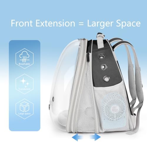 Cat Backpack Carrier with Fan, Space Capsule Astronaut Clear Bubble Front Extension to Carry Transport Cat Small Puppy Bunny, 20 Pounds Cat Bookbag (Black, Gen 1 + Fan) - Image 5