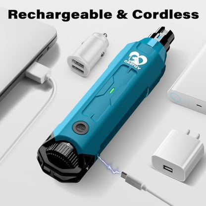 Casfuy 6-Speed Dog Nail Grinder - Newest Enhanced Pet Nail Grinder Super Quiet Rechargeable Electric Dog Nail Trimmer Painless Paws Grooming & Smoothing Tool for Large Medium Small Dogs (Bright Blue) - Image 6