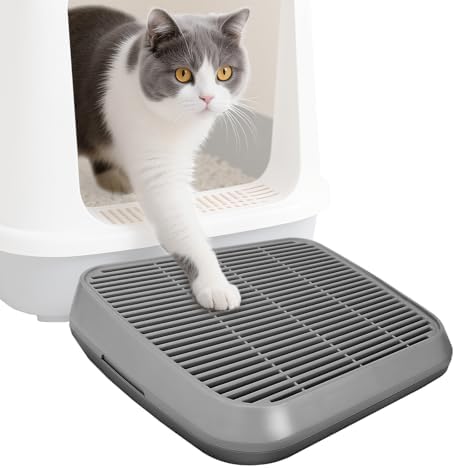 Cat Ramp for Litter Box, Anti-Tracking Litter Trapper, Dark Gray by Midollarle