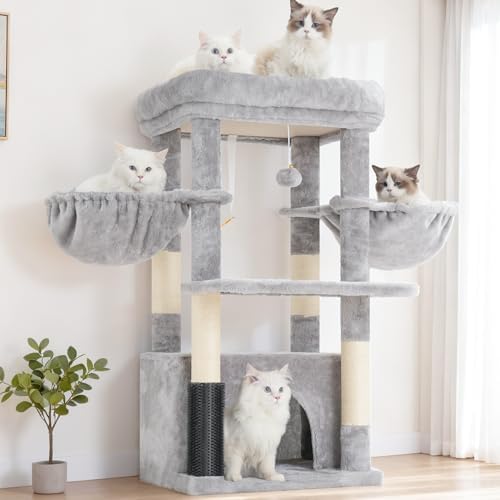 Hey-brother Cat Tree Tower with Large Platform, Spacious Condo, MPJ060W by Hey-brother