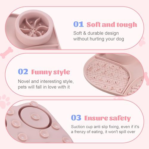 Silicone Lick Mat for Dogs with Suction Cups, Slow Feeder Dog Bowls & Dog Lick Mat for Anxiety Relief, Snuffle Mat for Dogs, Dog Food Bowl & Cat Food Bowl, Slow Feeder Cat Bowl for Wet & Dry Treats - Image 4