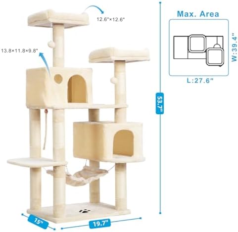 Hey-brother Cat Tree Tower with Sisal Scratching Posts, Big Condo, MPJ020M - Image 3