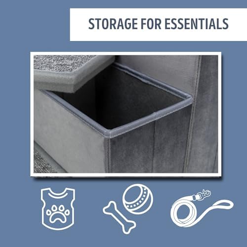 TRIXIE 4-Step Velour Pet Stairs, Gray - Image 5