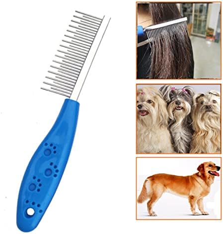 Long Hair Dog or Cat Comb Grooming with Short and Long Teeth Dematting Knots Tangles Remover Combs Detangler Tool Suitable for Dogs Cats Poodle HorseStainless Steel Pin - Image 3