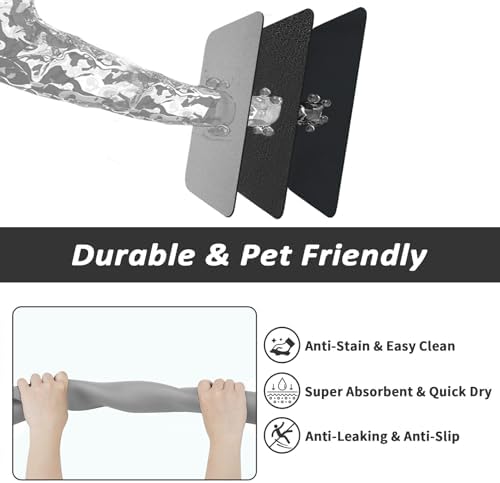 HotLive Dog Food Mat - Absorbent Cat Mat for Food and Water, No Stains Pet Feeding Bowl Mat, Easy to Clean Pet Placemats, Quick Dry Dog Water Dispenser Mat for Messy Drinkers | Grey 12"x 19" - Image 6