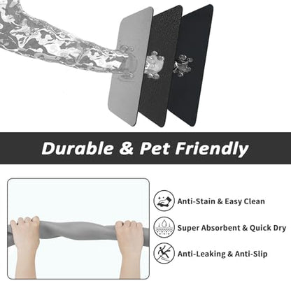 HotLive Dog Food Mat - Absorbent Cat Mat for Food and Water, No Stains Pet Feeding Bowl Mat, Easy to Clean Pet Placemats, Quick Dry Dog Water Dispenser Mat for Messy Drinkers | Grey 12"x 19" - Image 6