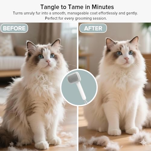 Cat Brush for Shedding, Industry-First Adjustable Cat Brushes for Indoor Cats, Self-Cleaning Slicker brush, 264 Skin-Friendly Needles for Long or Short Haired Dogs, Perfect for Deshedding & Massaging - Image 6