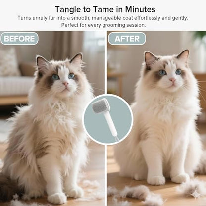 Cat Brush for Shedding, Industry-First Adjustable Cat Brushes for Indoor Cats, Self-Cleaning Slicker brush, 264 Skin-Friendly Needles for Long or Short Haired Dogs, Perfect for Deshedding & Massaging - Image 6