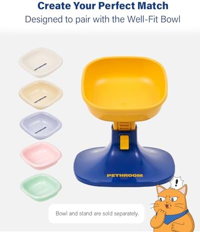 PETHROOM Well Fit Elevated Dog Bowl Stand, Yellow & Blue - Image 3