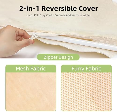 2PCS Replacement Cover for Cat Window Perch, L Size Cordless Cat Window Hammock Bed Accessories, Reversible Breathable/Warm Seat Cover for Inside (White, 23.6''L×11.8''W) - Image 3