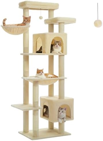 69" Tall Cat Tree for Indoor Cats Large Adult, Multi-Level Cat Tower by UYMI