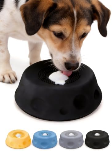 Dog Lick Ball Bowl with Rolling Ball, Food Silicone, Non-Slip Base, Black by Unknown
