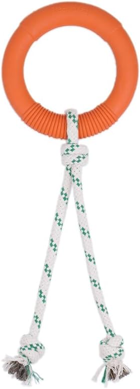 Green Sheep Natural Rubber Ring Rope Toy for Dogs, Durable Chew & Tug of War Dog Toy, Interactive Pet Toys for Small to Large Dogs, Medium Orange with Recycle Cotton Rope