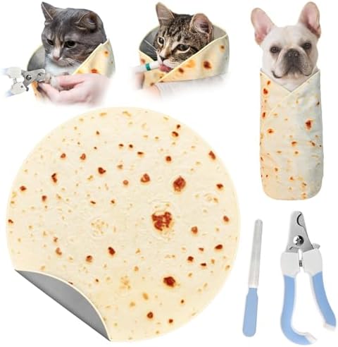 31.5" Tortilla Shape Blanket Cat Grooming Wrap for Cutting Nails by MASHDE