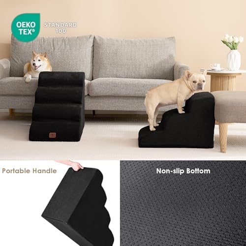 EHEYCIGA Curved Dog Stairs Ramp, 3-Step Dog Steps, 15.7" H Pet Step - Image 5