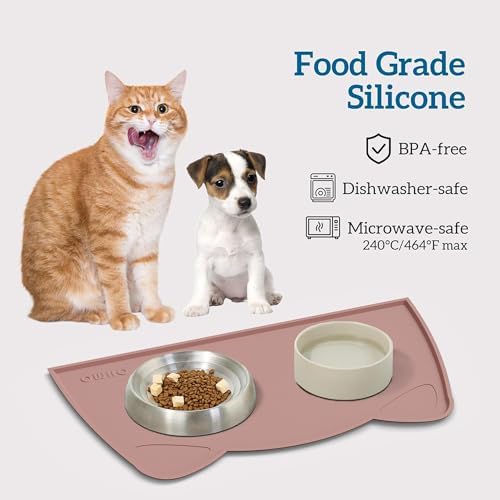 OHMO Cat Food Mat, Silicone Pet Feeding Mat, 20x12, Rose - Image 3