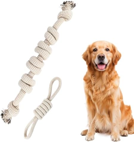 2 Pack Dog Rope Chew Toys Set, Medium & Small Dogs Tug of War Toy, Knotted Cotton Rope Ball Toys for Indoor Outdoor Fetch Training Play Toy (Style C) by Unknown