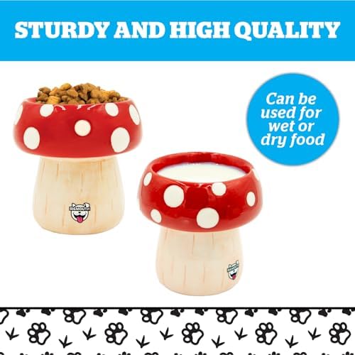 Mushroom Elevated Cat Bowl - Ceramic Raised Cat Bowl for Food, Water - Lifted Food Bowls for Small Dog - Cute Pet Gift - Image 4
