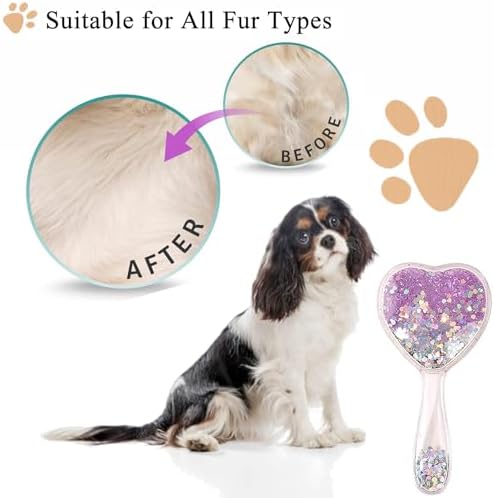 Soft Dog Grooming Brush, Pet Massage Hair Brush - Glitter Purple - Image 5